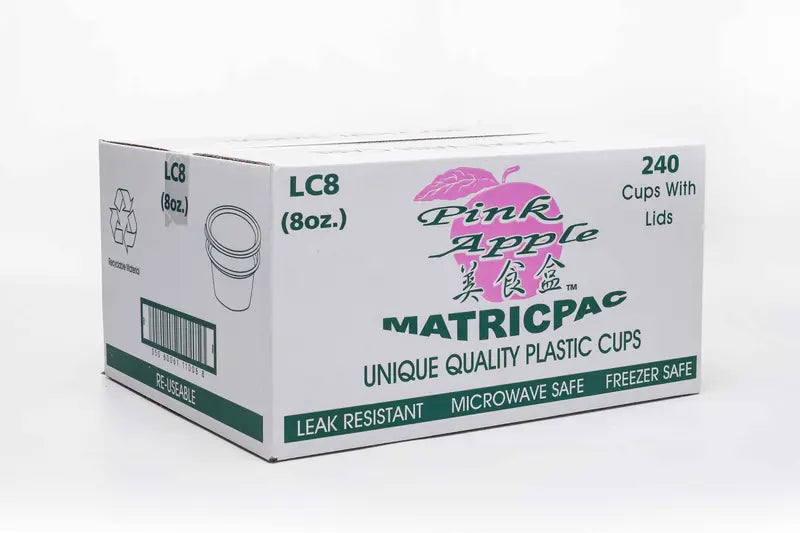 8oz Pink Apple Cups with lid, QTY 240