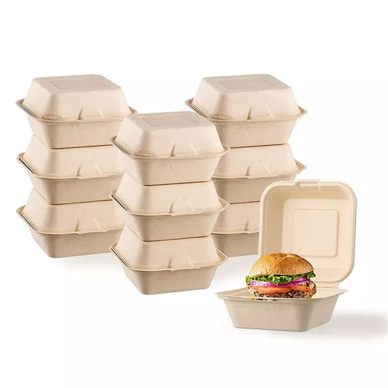 BHB6 bagasse Burger boxes, SQ6, 1X400 G.W. 9kg, Grand