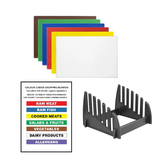 6pc Chopping Board Set With Rack+Wall Chart, Single Set