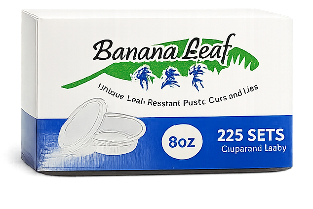 8oz cup + lid, banana leaf , 225 sets