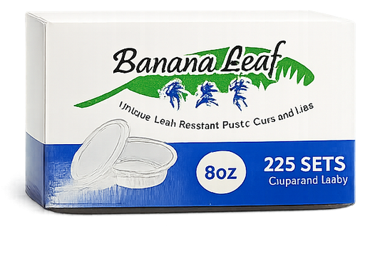 8oz cup + lid, banana leaf , 225 sets