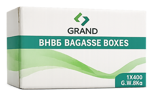 BHB6 bagasse Burger boxes, SQ6, 1X400 G.W. 9kg, Grand