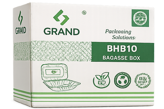 BHB10 bagasse Burger boxes, HP10, 1X200 G.W. 6kg, Grand