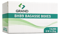 BHB9 bagasse Burger boxes, hp9 , 1X200 G.W. 4.2kg, Grand