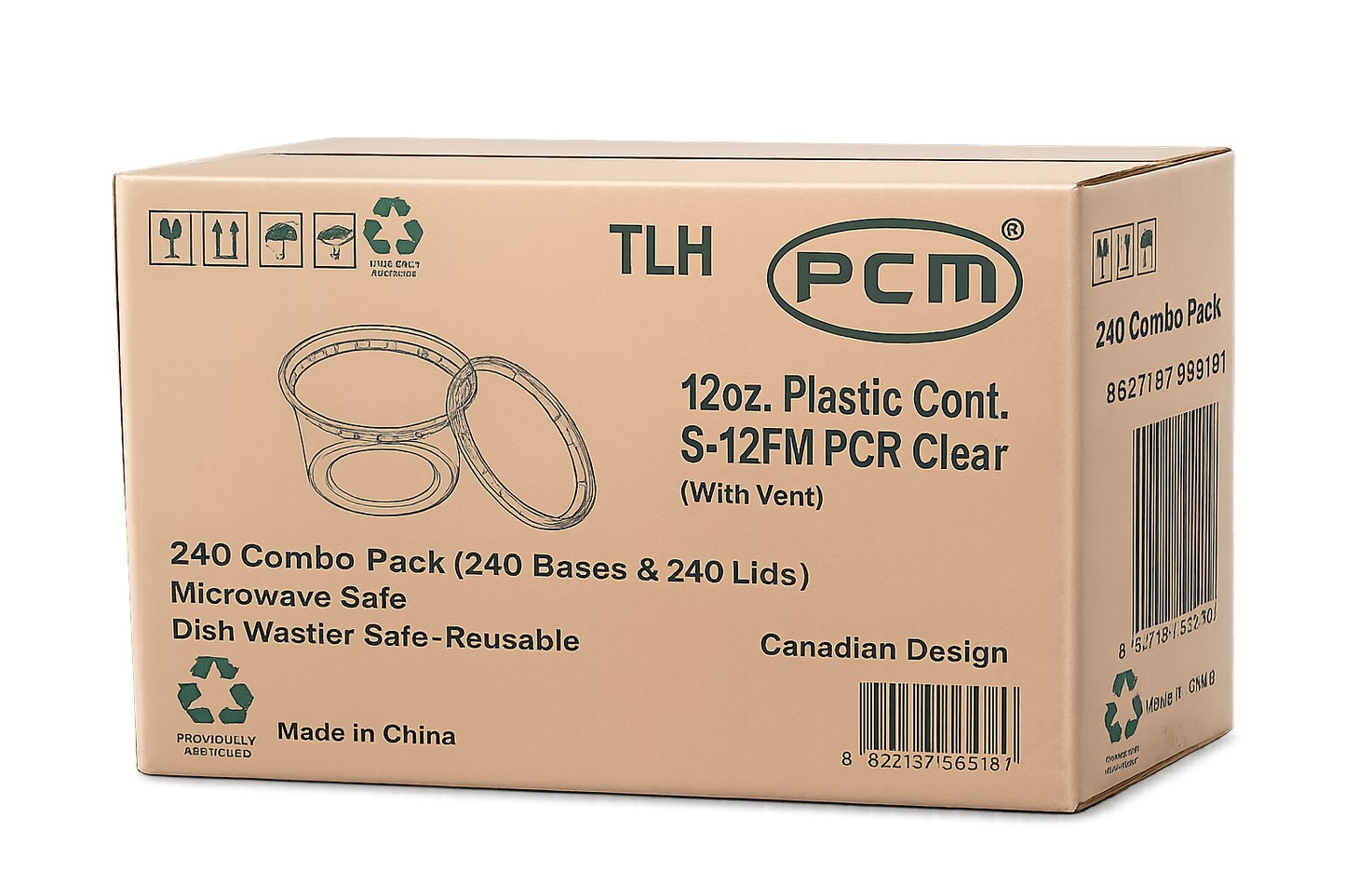 12o2 PCM containers with lids, QTY 240sets