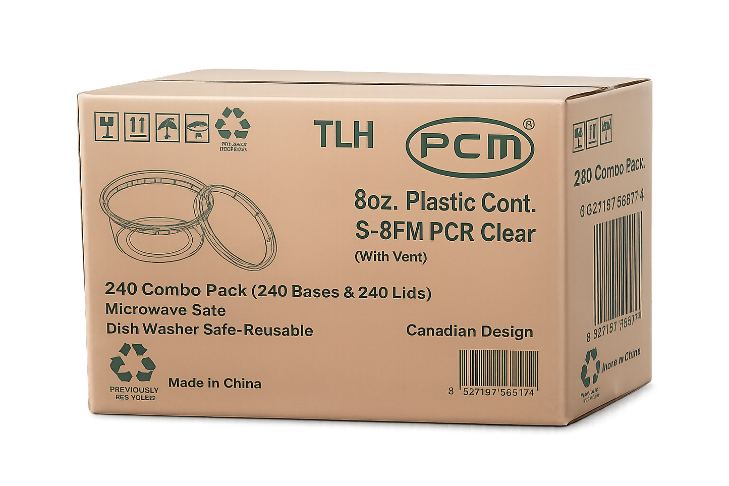 8o2 PCM containers with lids, QTY 240sets