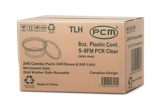 8oz PCM containers with lids, QTY 240sets