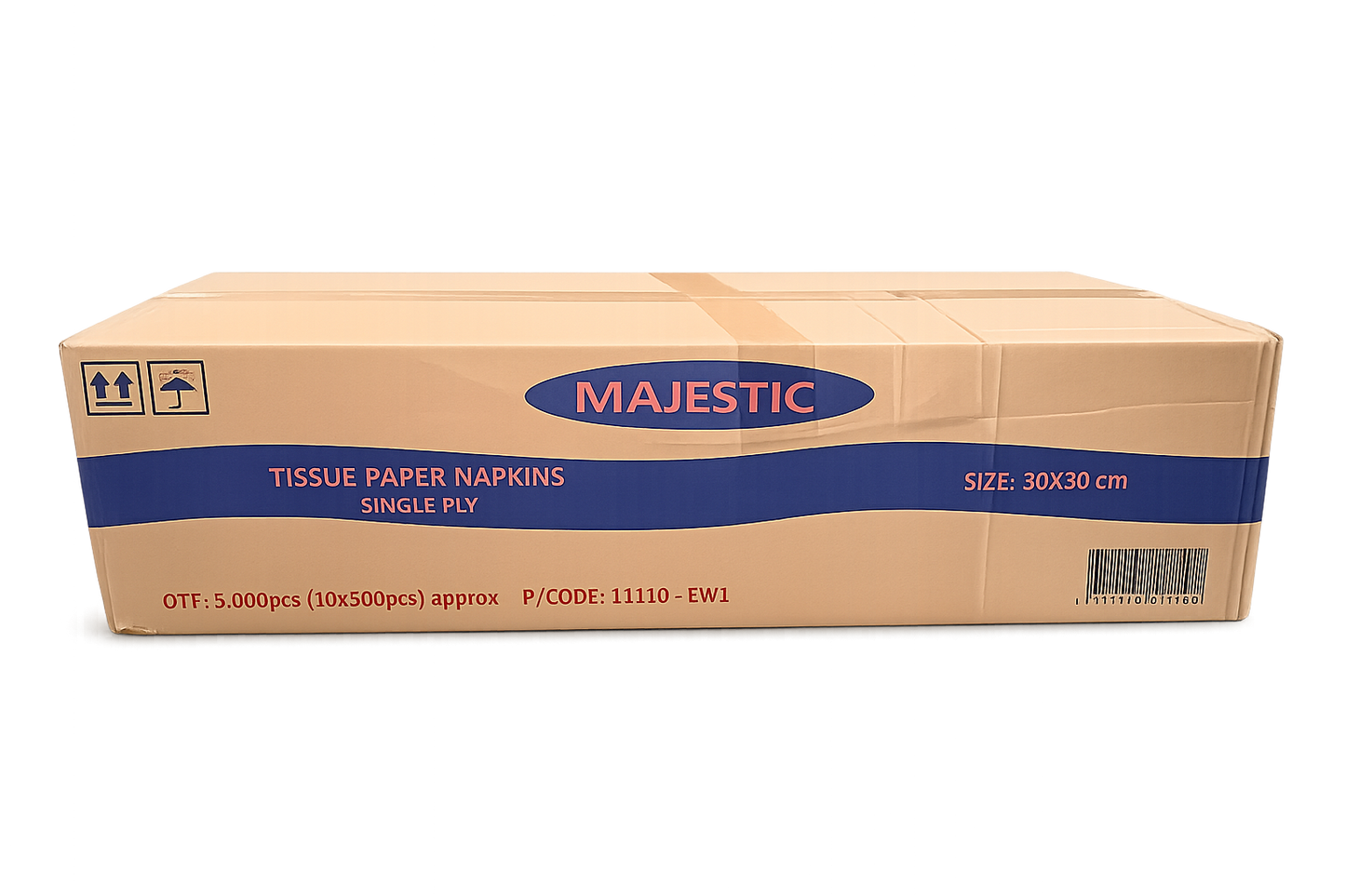 White Napkin 1Ply 4Fold 30cm  White, 10 Packet