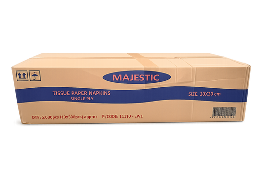 White Napkin 1Ply 4Fold 30cm  White, 10 Packet