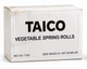 Vegetable Spring Roll, Taico,  7.5kg