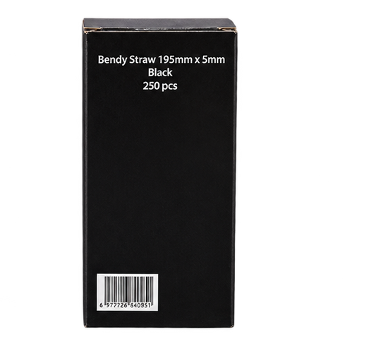 Bendy Straw 195mm x 5mm Black, 250pcs
