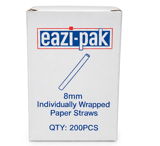 Eazi-pak 8mm Paper Straws, 200pcs