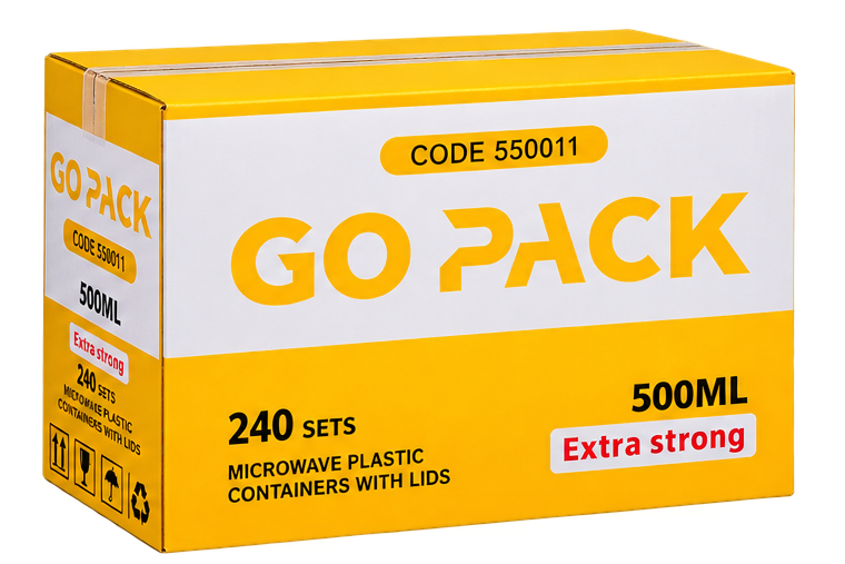 500ml GO PACK Plastice Containers+LID, QTY 240sets