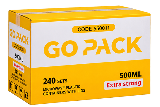 500ml GO PACK Plastice Containers+LID, QTY 240sets