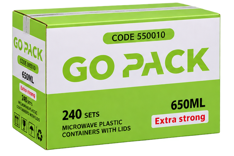 650ml GO PACK Plastice Containers+LID, QTY 240sets