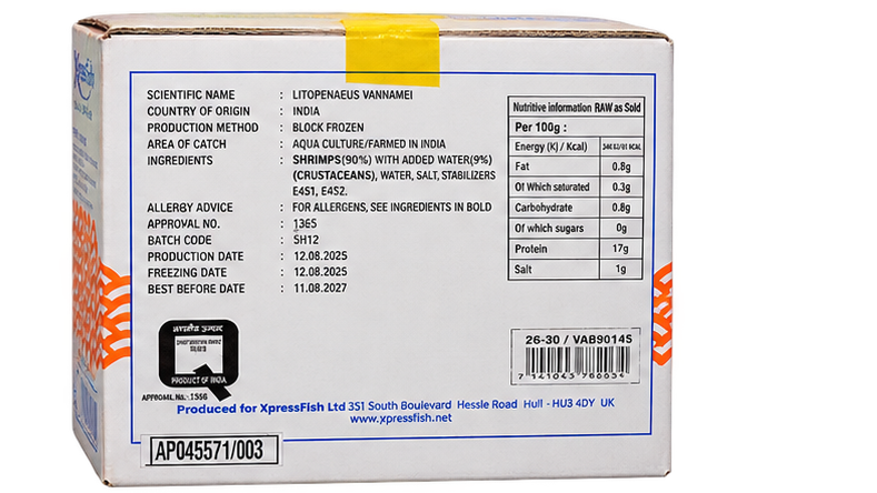 Vannamei Oceanxpress PND Prawns 26/30,  900g