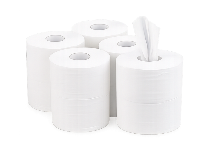 Centre Feed White Rolls 6 Rolls