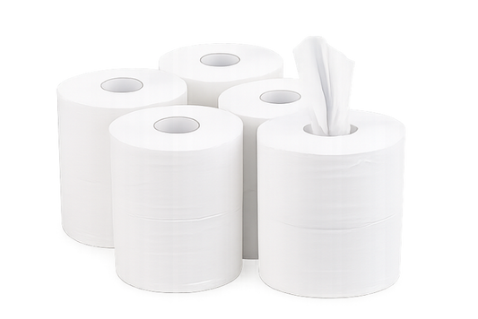 Centre Feed White Rolls 6 Rolls